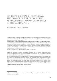 Jan Frederik Staal in Amsterdam. the Project of the Opera House As Reconstruction of Urban Space in the Museumplein