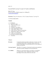 6.61.2.5 Essential Earth Learning Concepts for Teachers and Students