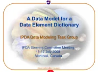 A Data Model for a Data Element Dictionary
