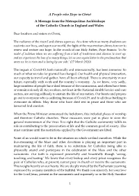 A People Who Hope in Christ a Message from the Metropolitan