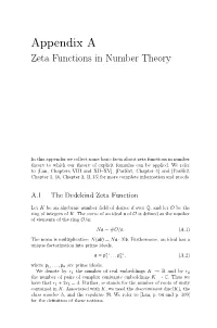 Appendix a Zeta Functions in Number Theory