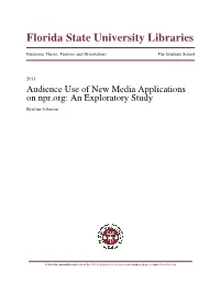 Audience Use of New Media Technologies on NPR.Org: An