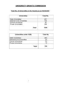 Consolidated List of All Universities