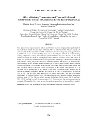 Effect of Soaking Temperature and Time on GABA and Total Phenolic Content of Germinated Brown Rice (Phitsanulok 2)