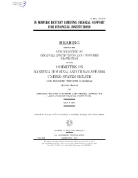 Limiting Federal Support for Financial Institutions