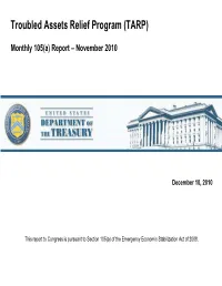 Monthly Progress Report, November 2010