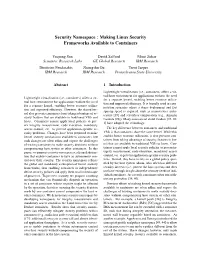 Security Namespace : Making Linux Security Frameworks Available to Containers