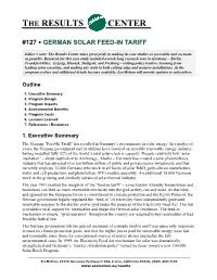 127 • German Solar Feed-In Tariff ■ #127