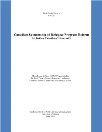 Canadian Sponsorship of Refugees Program Reform