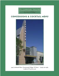 Concessions & Cocktail Menu