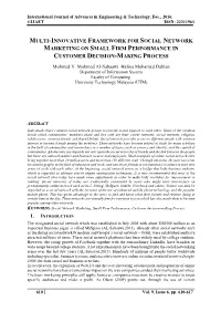 Multi-Innovative Framework for Social Network Marketing on Small Firm Performance in Customer Decision-Making Process