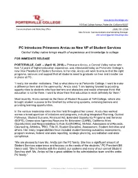 PC Introduces Primavera Arvizu As New VP of Student Services
