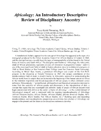 Africology: an Introductory Descriptive Review of Disciplinary Ancestry