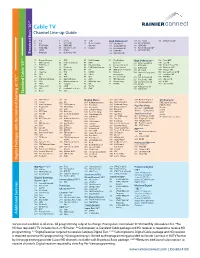 Cable TV Channel Line-Up Guide