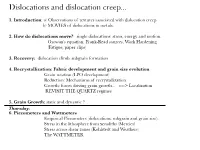 Dislocations and Dislocation Creep
