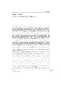 Hartmut Walravens Letters of A. Schiefner About V.P. Vasil'ev