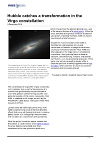 Hubble Catches a Transformation in the Virgo Constellation 9 December 2016
