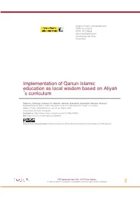 Implementation of Qanun Islamic Education As Local Wisdom Based on Aliyah ´S Curriculum
