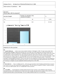 Introduction of Weekend Parking Fees in CBD Total Number of Submitters