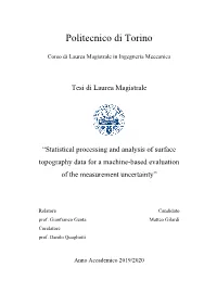 Statistical Processing and Analysis of Surface Topography Data for a Machine-Based Evaluation of the Measurement Uncertainty”