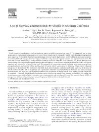 Use of Highway Undercrossings by Wildlife in Southern California