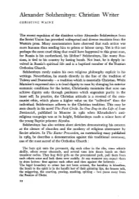 Alexander Solzhenitsyn: Christian Writer