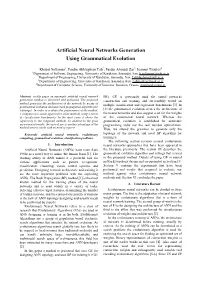 Artificial Neural Networks Generation Using Grammatical Evolution