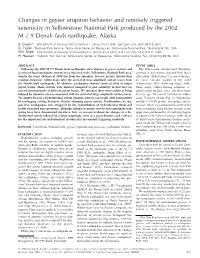Changes in Geyser Eruption Behavior and Remotely Triggered Seismicity in Yellowstone National Park Produced by the 2002 M 7.9 Denali Fault Earthquake, Alaska