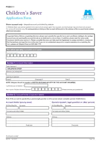Children's Saver Application Form