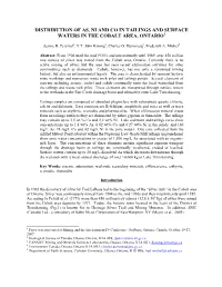 Distribution of As, Ni and Co in Tailings and Surface Waters in the Cobalt Area, Ontario1