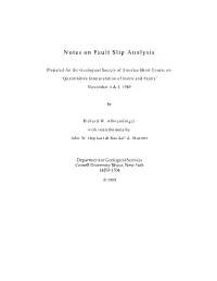 Download a Copy of the Notes on Fault Slip Analysis That Randy Marrett, John Gephart