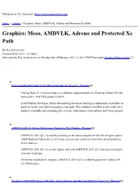 Graphics: Mesa, AMDVLK, Adreno and Protected Xe Path