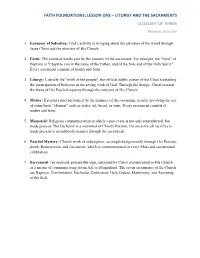Lesson One – Liturgy and the Sacraments Glossary of Terms