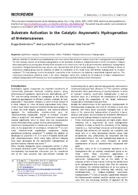 MICROREVIEW Substrate Activation in the Catalytic Asymmetric
