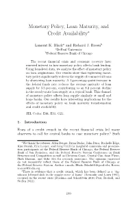 Monetary Policy, Loan Maturity, and Credit Availability∗
