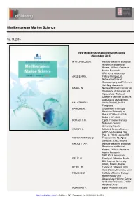 2016 New Mediterranean Biodiversity Records