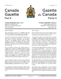Canada Gazette, Part II