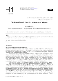 Checklist of Isopoda Oniscidea (Crustacea) of Bulgaria