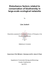 Disturbance Factors Related to Conservation of Biodiversity in Large-Scale Ecological Networks