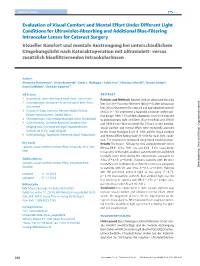 Evaluation of Visual Comfort and Mental Effort Under Different Light