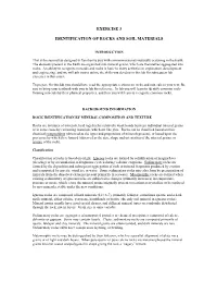 Exercise 3 Identification of Rocks and Soil Materials