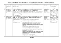 List of Central Public Information Officers and First Appellate Authorities in West Bengal Circle