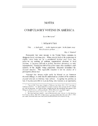 Notes Compulsory Voting in America
