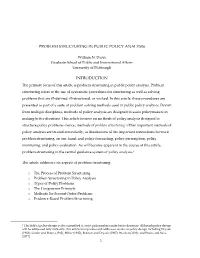 Problem Structuring in Public Policy Analysis