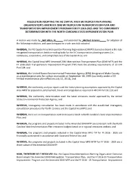 Resolution Adopting the Nc Capital Area Metropolitan