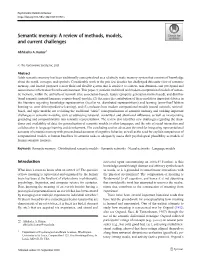 Semantic Memory: a Review of Methods, Models, and Current Challenges