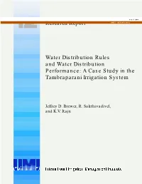 A Case Study in the Tambraparani Irrigation System