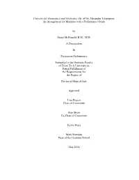 Concerto for Harmonica and Orchestra, Op. 86 by Alexander Tcherepnin: an Arrangement for Marimba with a Performance Guide