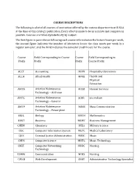 COURSE DESCRIPTIONS the Following Is a List of All Courses of Instruction Offered by the Various Departments at SUSLA at the Time of This Catalog’S Publication