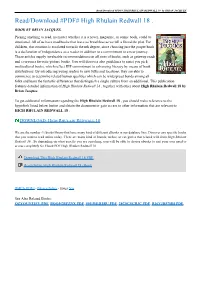 Read/Download #PDF# HIGH RHULAIN REDWALL 18 by BRIAN JACQUES Read/Download #PDF# High Rhulain Redwall 18